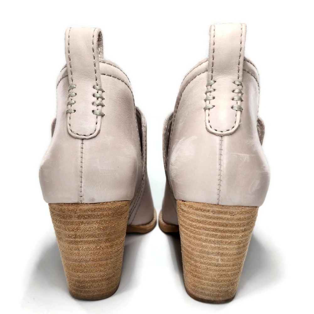 Jeffrey Campbell Rosalee Cream Leather Low Notched Shaft Pull-On Block Heel Boot - Picture 11 of 16